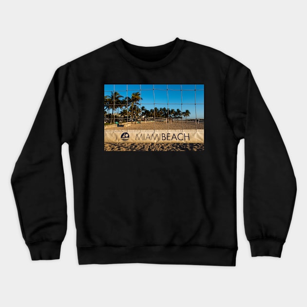 Miami Beach Volleyball Net Lummus Park Crewneck Sweatshirt by WayneOxfordPh